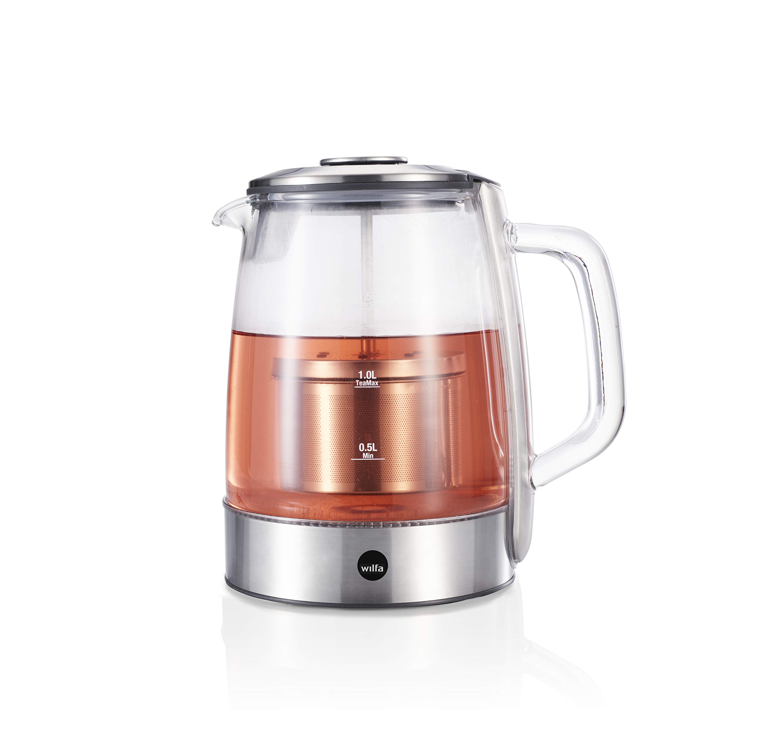 Wilfa CHA Théière électrique - 2200 watts, capacité de 1,25 litre, couvercle d’infusion avec filtre, 4 réglages de température, argenté