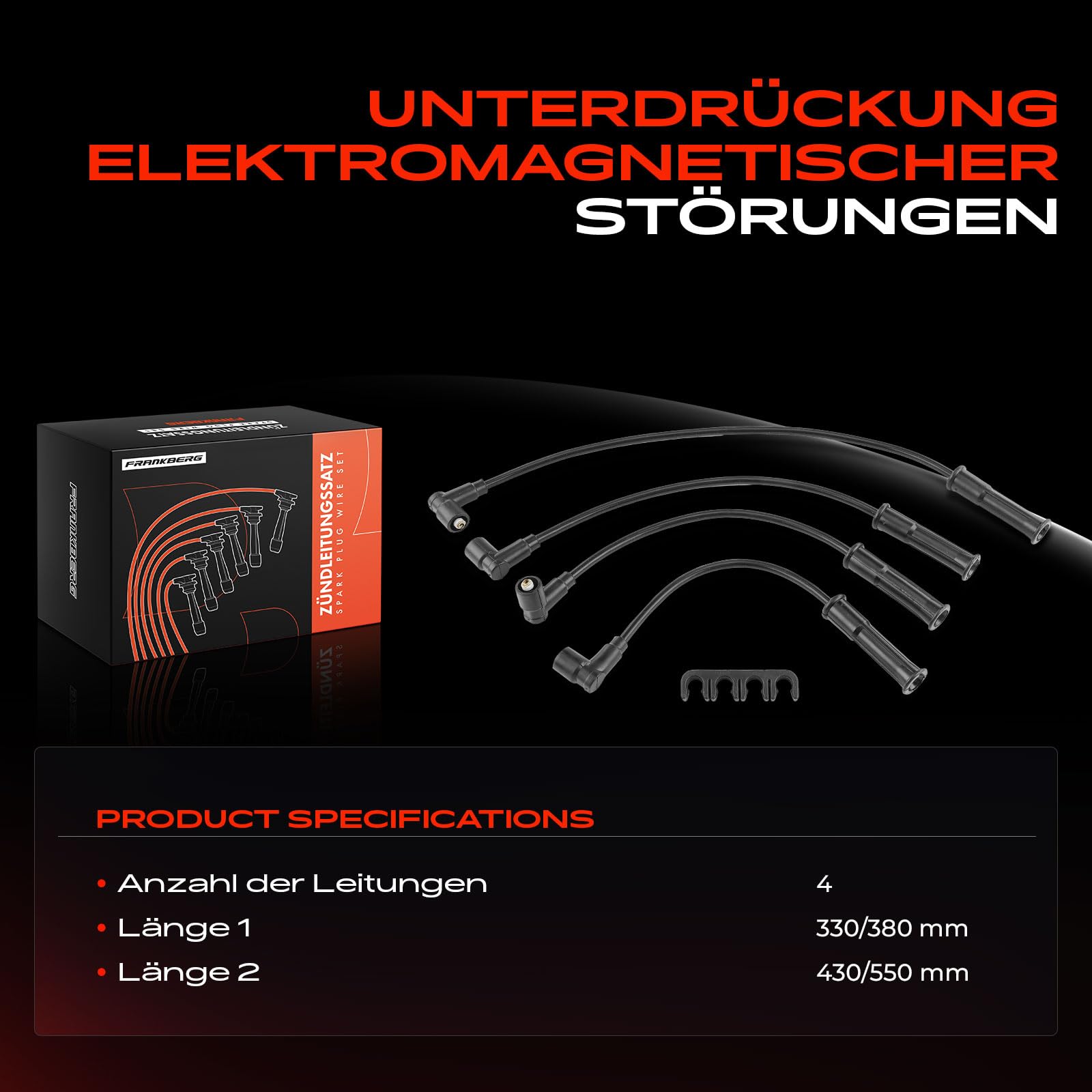 Frankberg 4x Zündleitungssatz Zündkabel Kompatibel mit Logan LS 1.4L 1.6L 2004-2012 M.e.g.a.n.e I BA0/1 1.4L 1.6L 1998-2002 Sandero/Stepway I BS 1.4L 1.6L 2009-2012