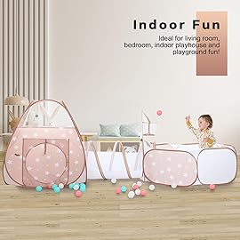 PigPigPen 3 in 1 Kids Play Tent with Play Tunnel and Ball Pit, Toddler Clibing Toys for Boys & Girls, Pop Up Playhouse Toys for Baby Indoor Outdoor, Gift for 3+ Year Old Child