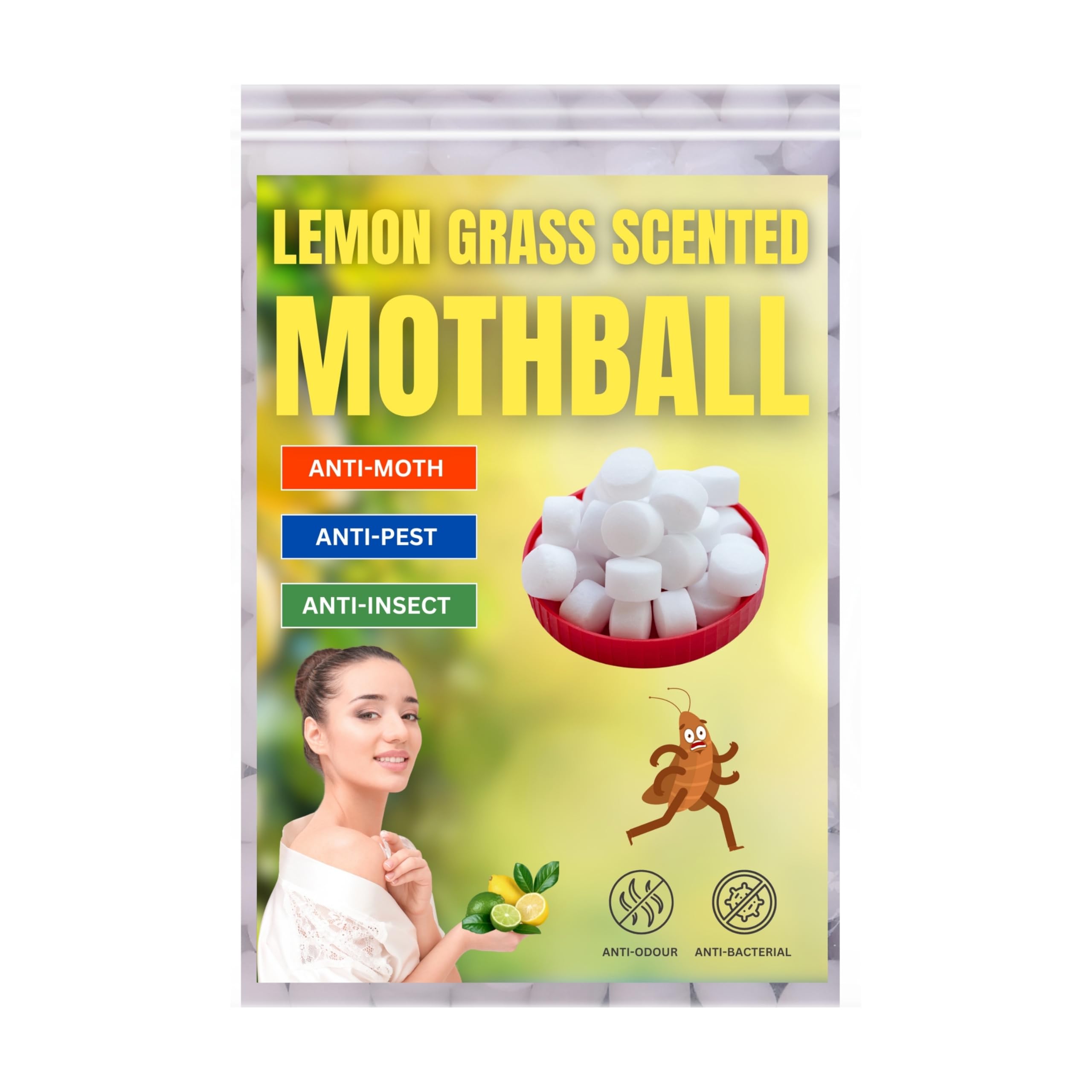 Elysian Naphthalene Balls - 400 Grams Lemon Grass fragrance | Finail ki goli Insect Repellant | Mothball Ideal for Cupboards, Bookshelves and Toilets | Insect repellent Mothball with Fragrance-picture-33