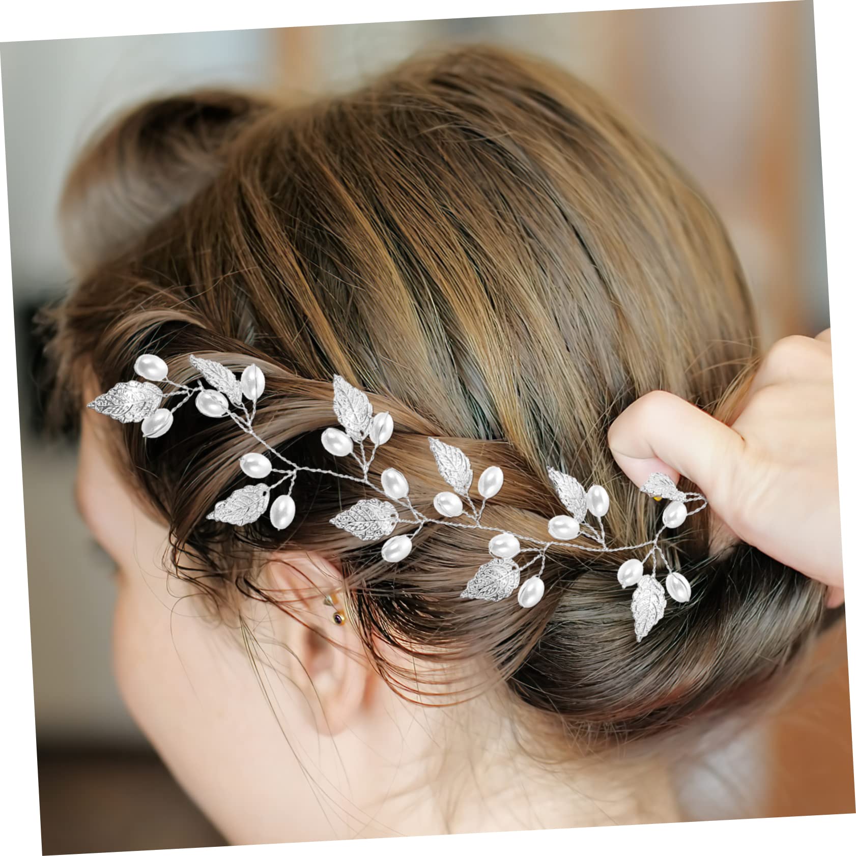 minkissy 5 piezas de tocado de cadena para el cabello, accesorios para el cabello, clip de margarita, diademas de flores para mujer, tocados de novia para boda, hoja, horquilla, velo, novia, boda,