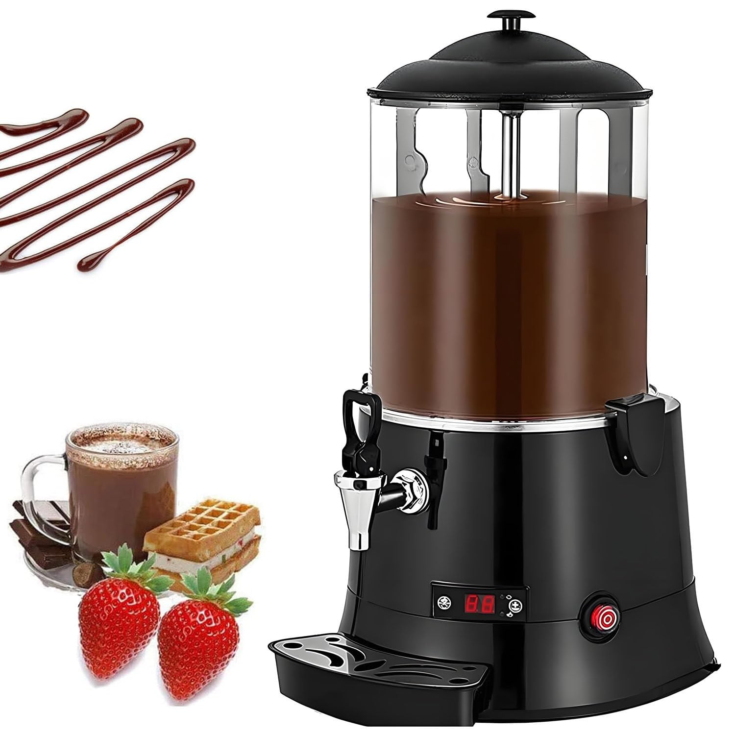 HCZKIUJY Commercial Hot Chocolate Maker with Adjustable Temperature and Stirring Function for Restaurants Bakeries Cafes Family Use (Black 10L)