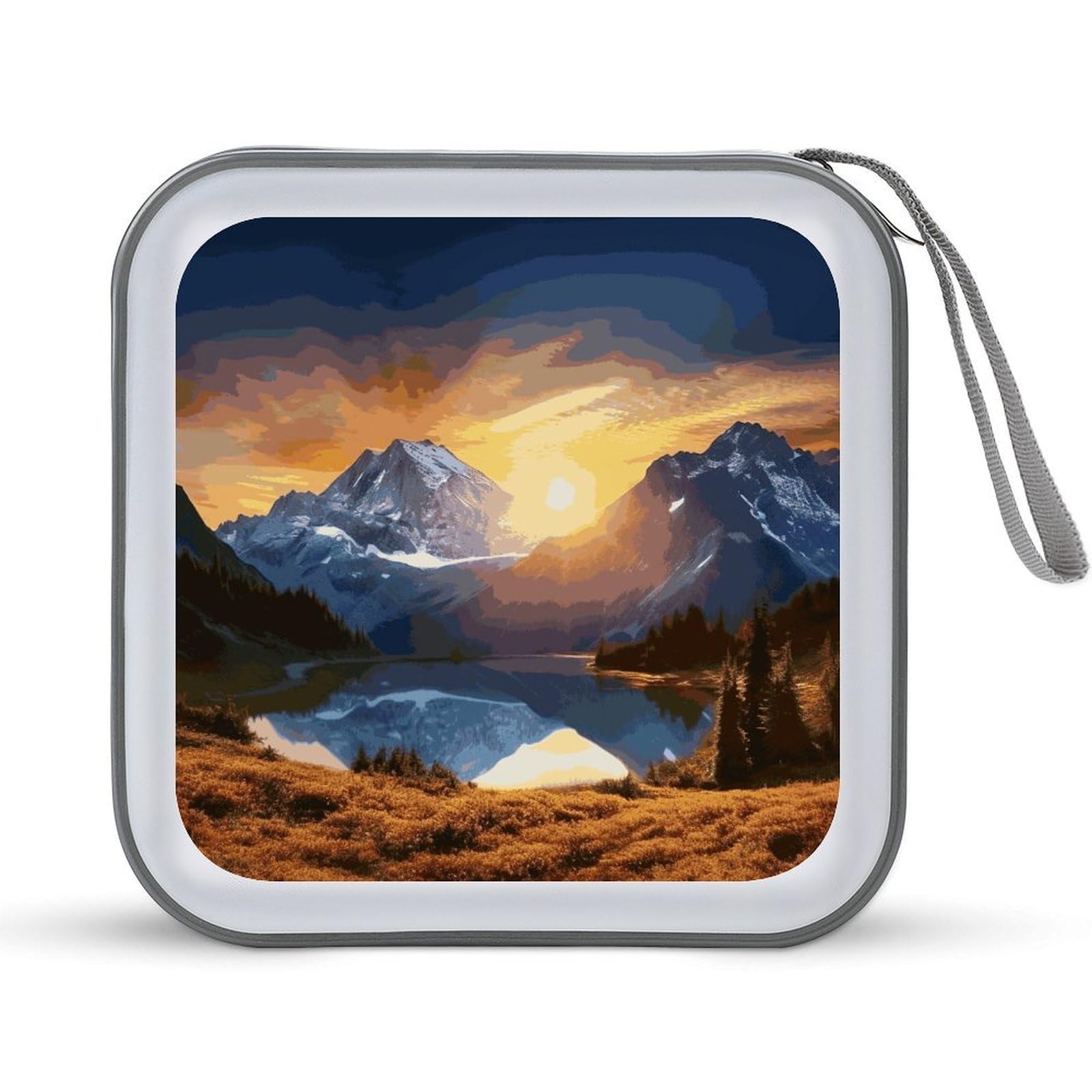 JTREHY Mountain Sunrise CD Case 40 Capacity Case Zipper CD Collection Bag with Handles Cover DVD Storage Hard Plastic DVD Disc Cases Storage Binder for Car Home Office Travel