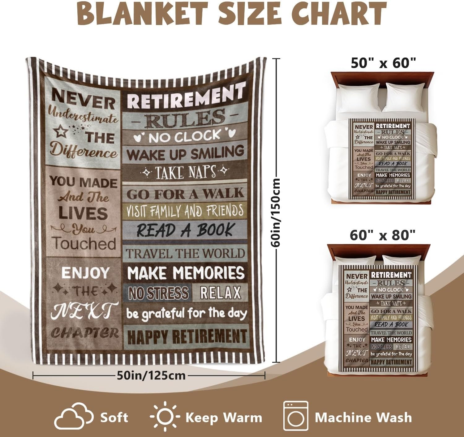 Retirement Gifts for Men Women 2026 - Retirement Blanket for Men Women - Happy Retirement Gifts for Coworker Teacher Boss Friends Retirees - Retirement Party Decorations - Retirement Blanket 50"X60"