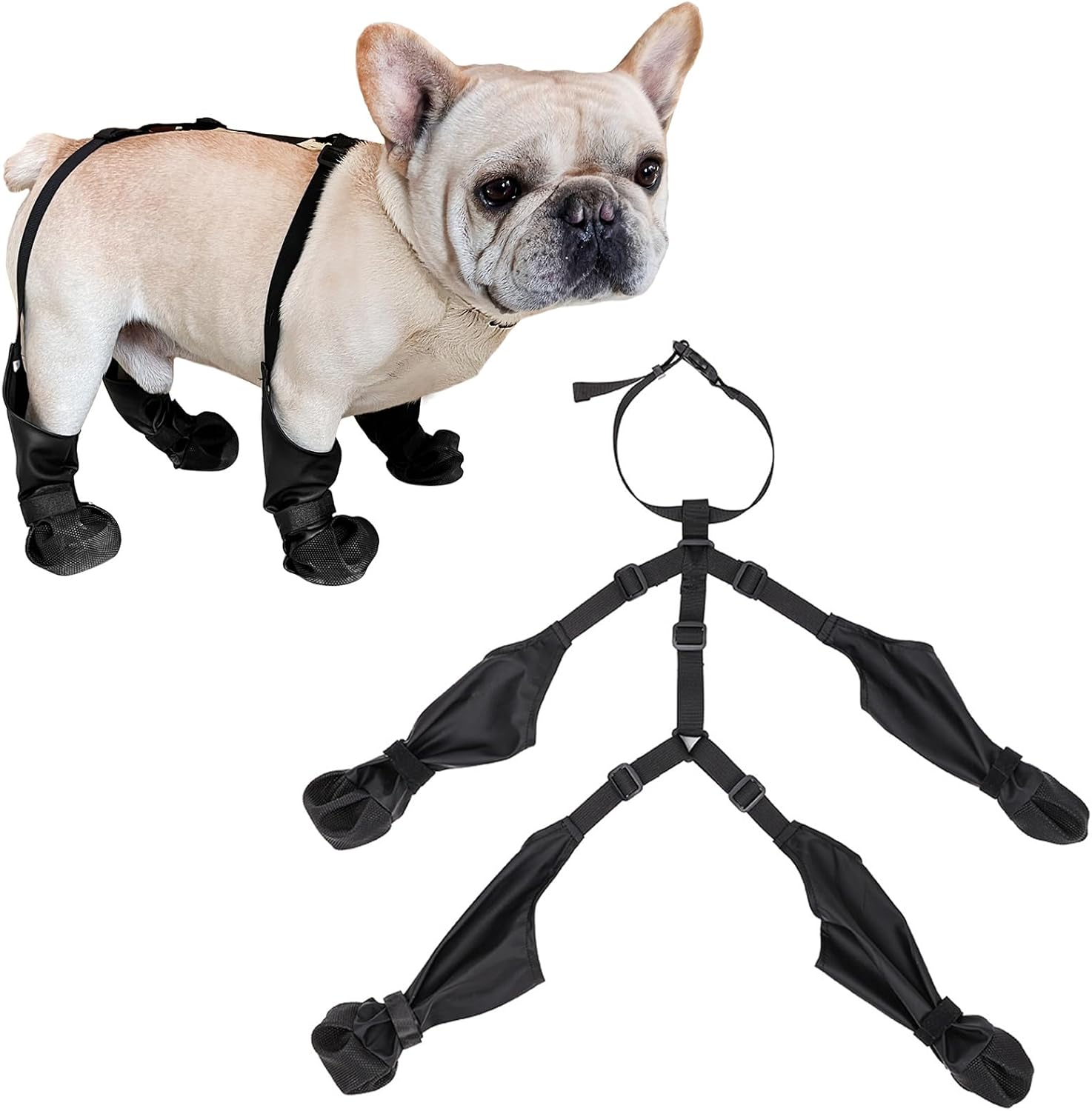 Suspender Boots for Dogs, Dog Snow Boots with Suspenders