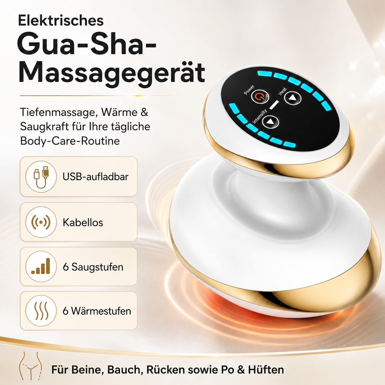 Celluvia Massage 4in1 Vakuummassagegerät gegen Cellulite, Rotlicht & Lymphpflege, Hautstraffend & Glättend
