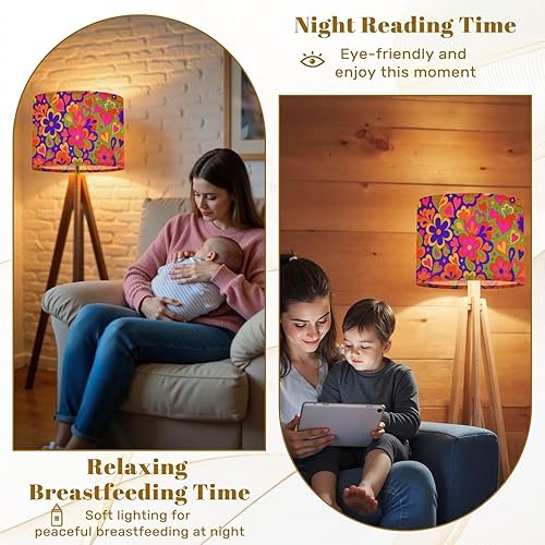 Miniatura 4 de Lamp Shades Set of 2 Retro groovy 60s 70s seamless Old school psychedelic hippie design Drum Lamp Shades for Table Lamps Floor Lamps Pendant Light