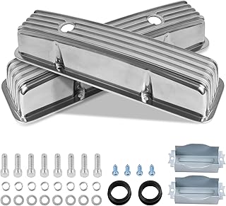 Aluminum Tall Valve Covers for 1958-1986 Chevy SBC 283 302 305 327 350 383 400 Engine Small Block Polished Valve Covers - Silver