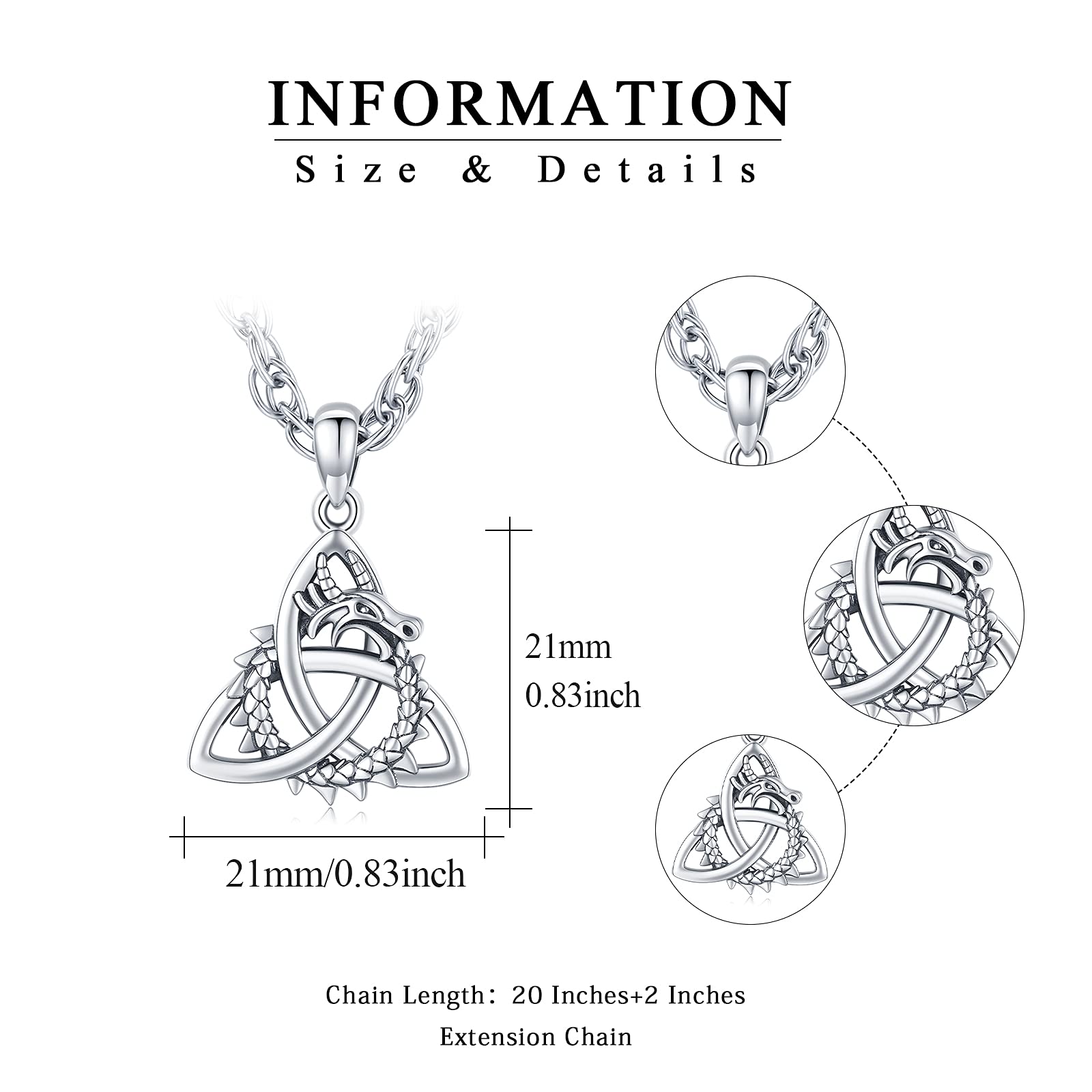 Geflügelter Doppel-Drachen Anhänger aus 925er Silber mit Kristall & keltischem Knoten – Gotischer Schmuck für Damen & Herren