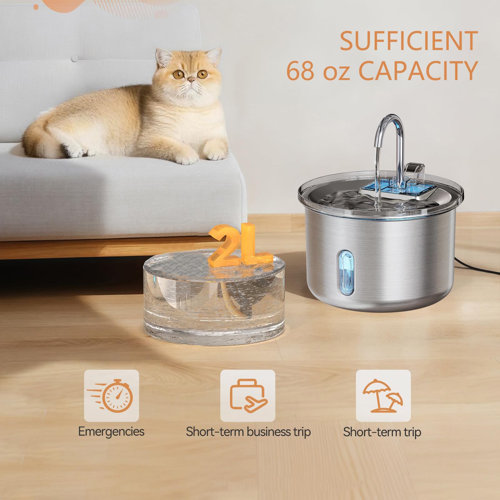 Fontana automatica silenziosa per animali domestici, grande capacità e distributore di acqua per cani, fontana muta e facile da intelligente con movimento a basso rumore per gatti che bevono