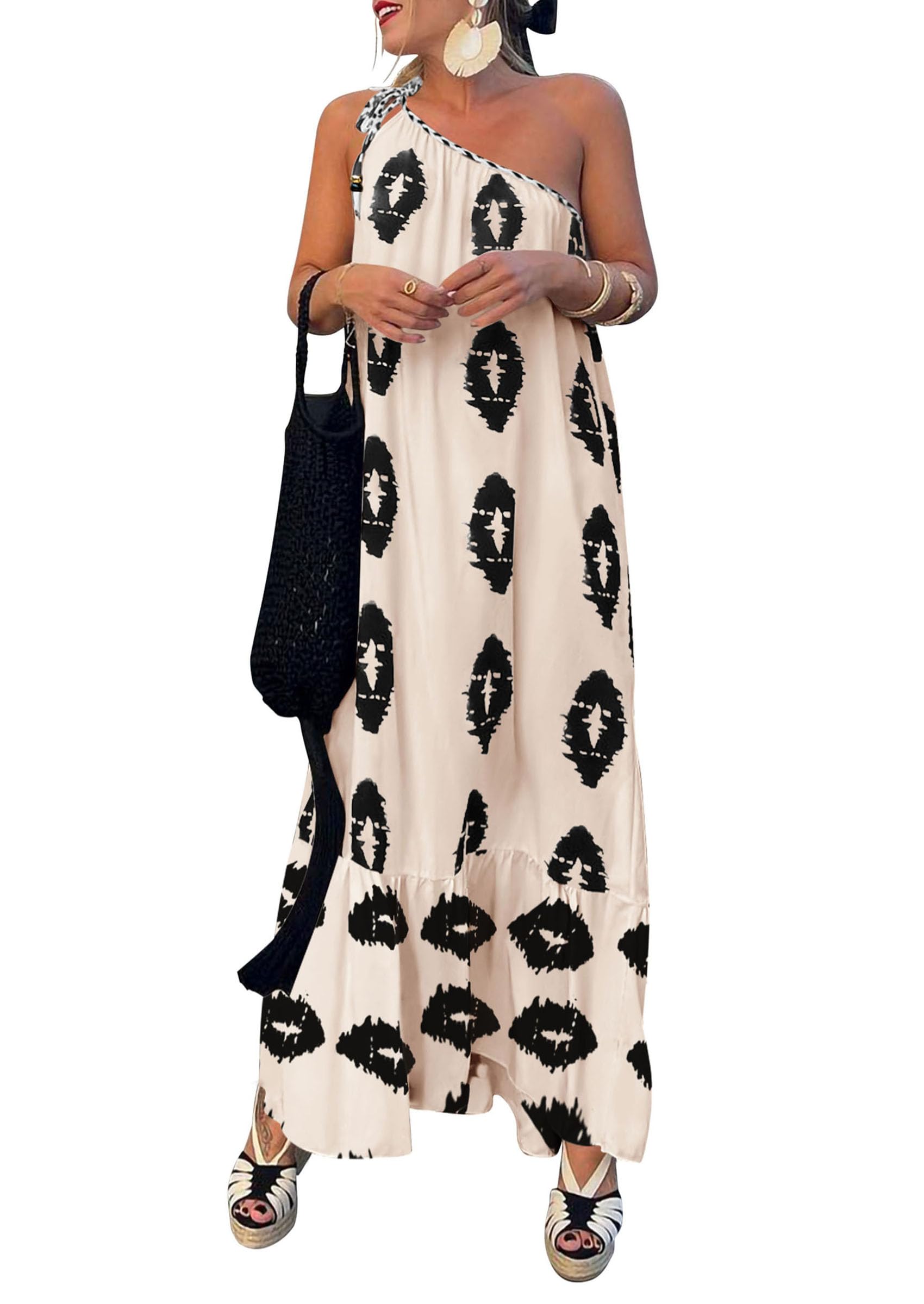 PRETTYGARDEN One Shoulder Maxi Dress