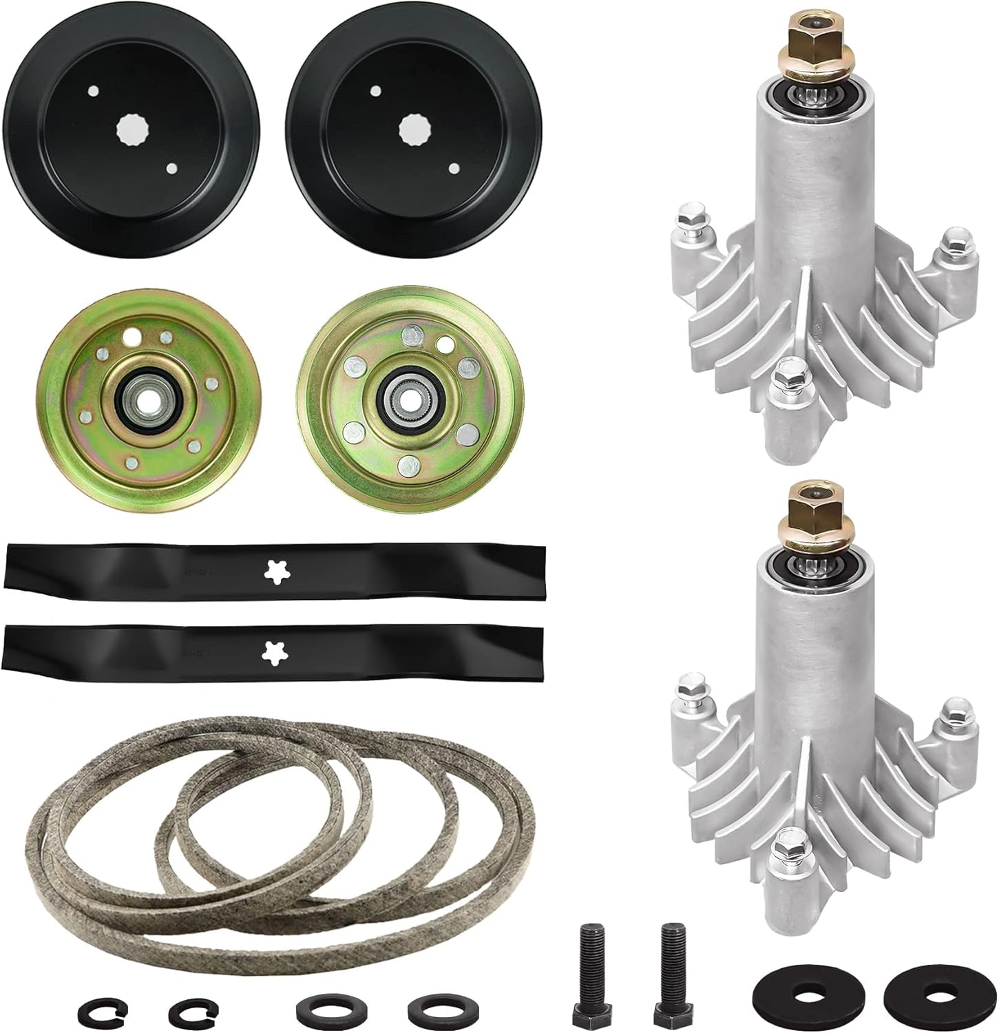 42 Inch 130794 Spindle Assembly for Craftsman LT1000 Husqvarna Poulan with 129861 Pulley with 173437 Idler with 134149 Blade with 21547026 Belt Lawn Mower Deck Rebuild Kit