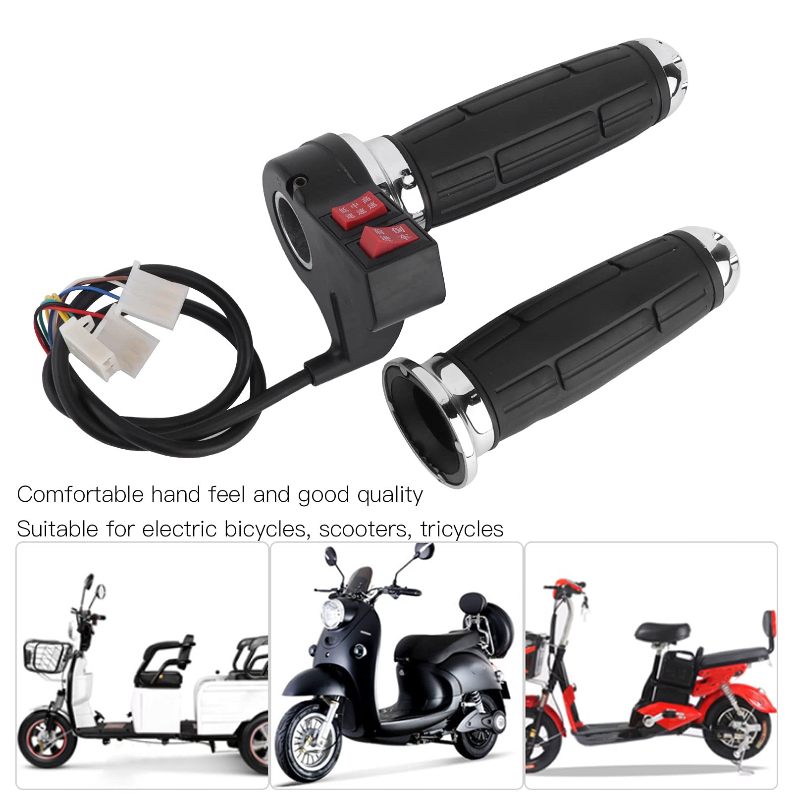 Manopole Acceleratore Per Bici Elettrica – 1 Paio Con 3 Marce (Alta, Media, Bassa) E Funzione Avanti/Indietro, Per Manubrio 22 Mm - 2