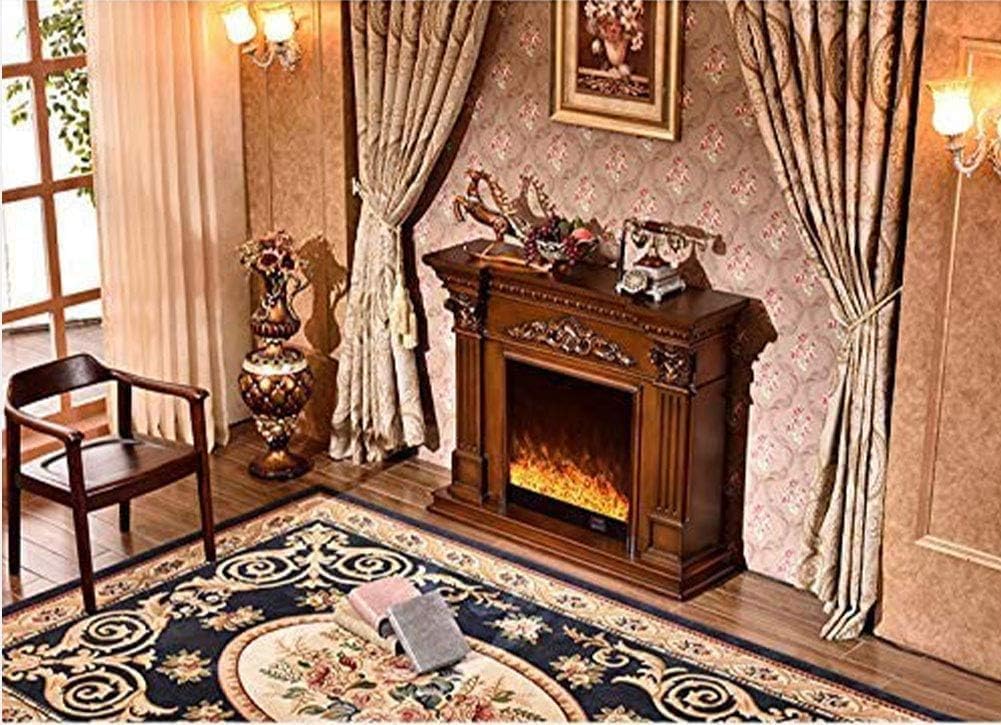 Electric Fireplace, Electric Fireplace Heater Carved Decorative Cabinet Mantle Electric Stove Heater, Freestanding Portable Electric Log Wood Burner Effect, Light