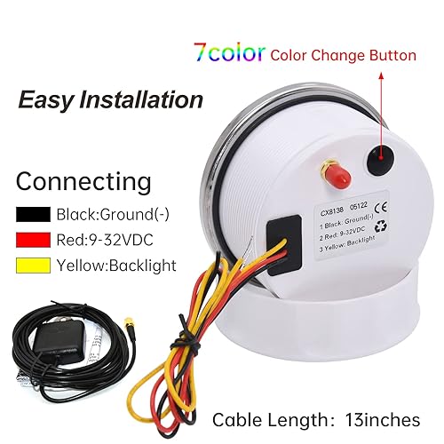 Miniatura 5 de ARTILAURA Velocímetro GPS de 3.346in 3-38 pulgadas barco GPS velocímetro coche 7 colores 120 MPH impermeable calibre 9-32 V para automóvil,