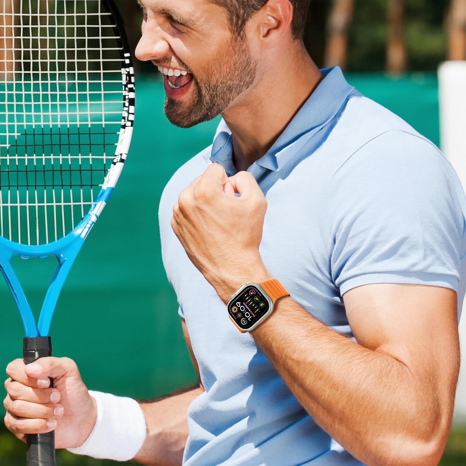 Tasikar Double Sided Wearable Magnetic Band Compatible with Apple Watch 49mm 46mm 45mm 44mm 42mm, Soft Silicone Sport Strap Loop for iWatch Ultra 3 2 1 SE Series 11 10 9 8 7 6 5 4 3 2 1, Black Orange - Image 7