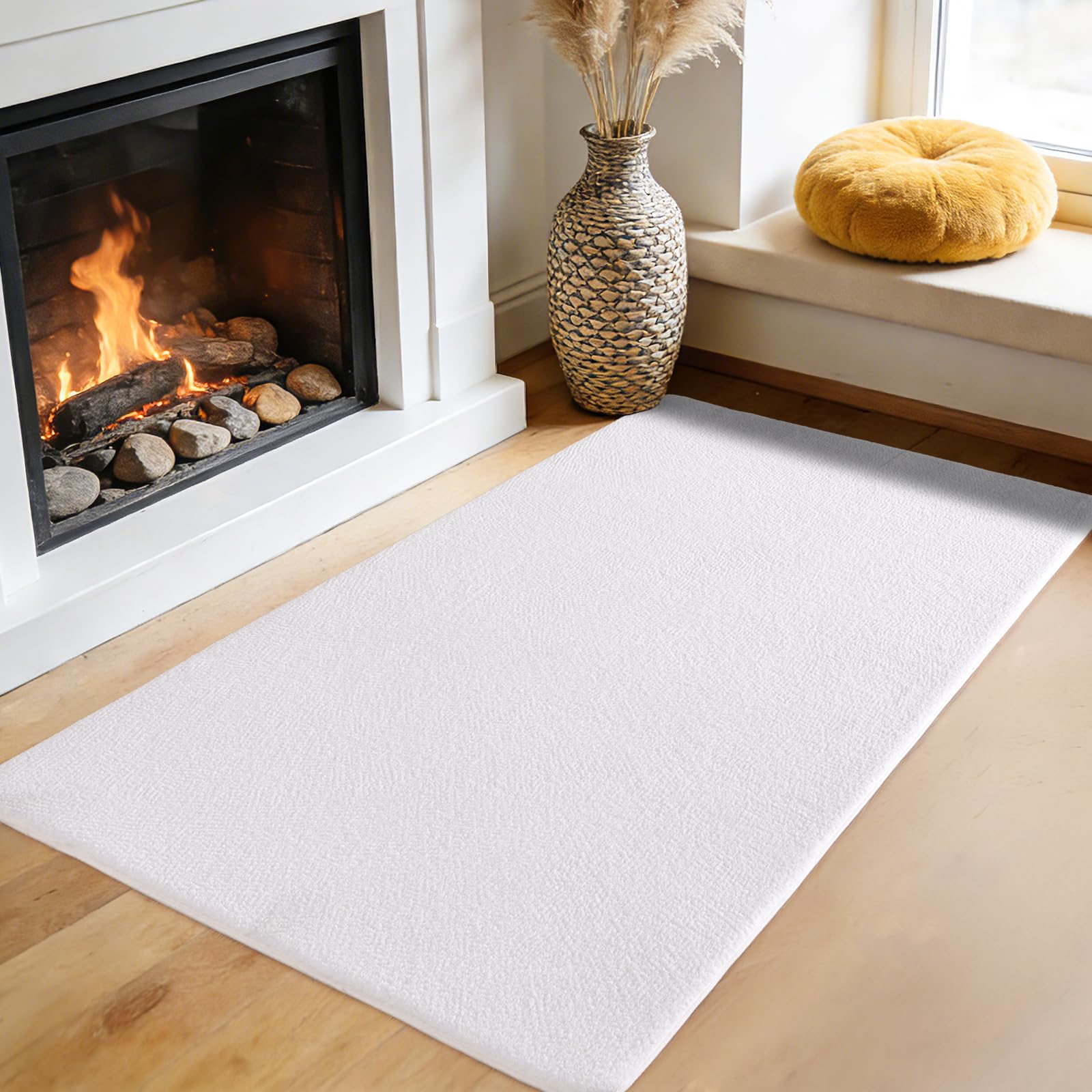 iEvery Waschbarer Kuscheliger Kurzflor Teppich Moderner Wohnzimmerteppich, Weich & Pflegeleicht Carpet rutschfest für Wohnzimmer, Schlafzimmer, Bettvorleger & Kinderzimmer Deko