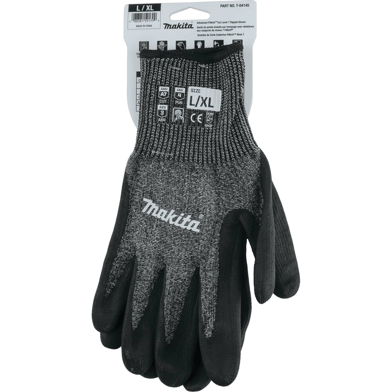 Makita T-04145 Advanced FitKnit™ Cut Level 7 Nitrile Coated Dipped Gloves (Large/X-Large)