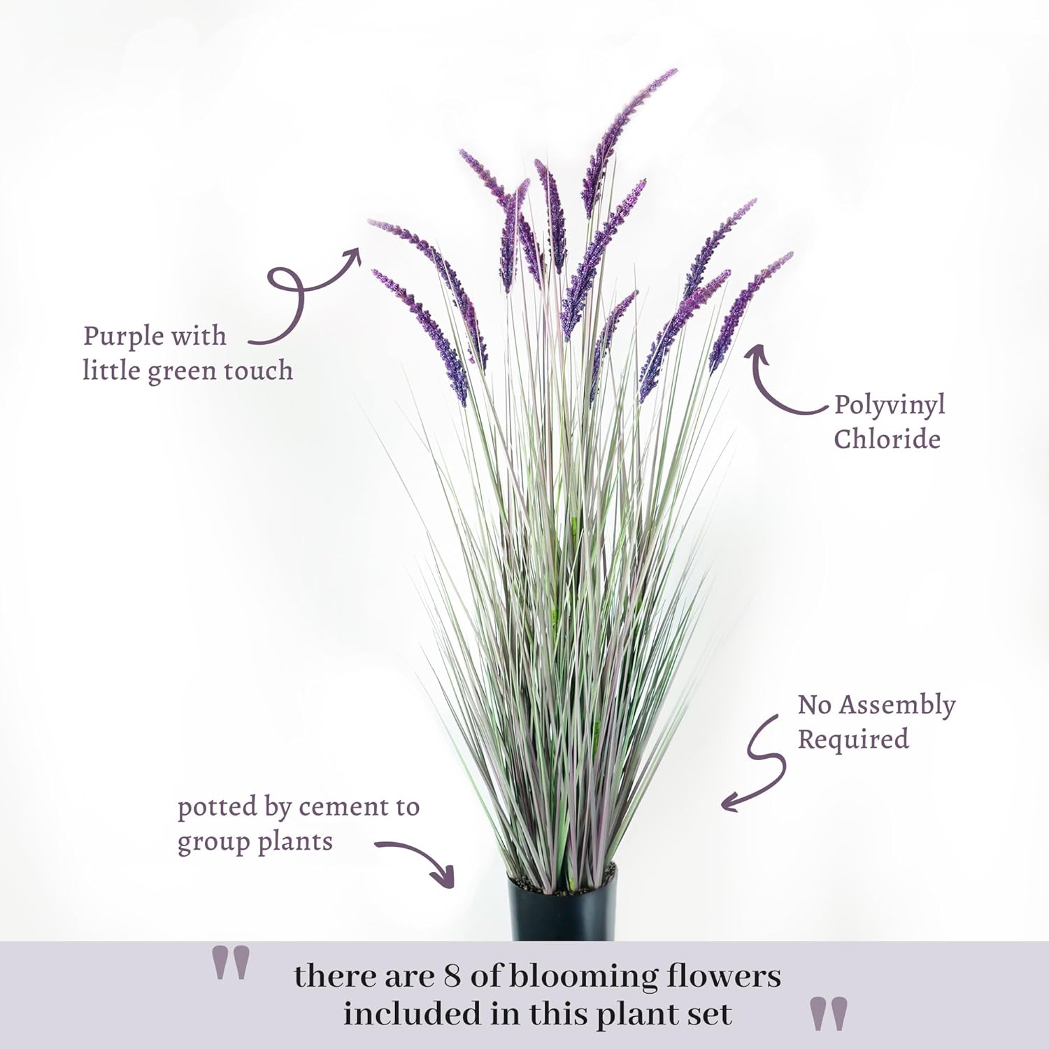 KOL 5ft Artificial Veronica Spiked Speedwell Grass, 59in Faux Veronica Spicata Plant, Tall Horsetail Reed Grass, UV-Resistant Fake Grasses for Indoor/Outdoor Décor, Home Office Wedding Centerpiece - Image 4