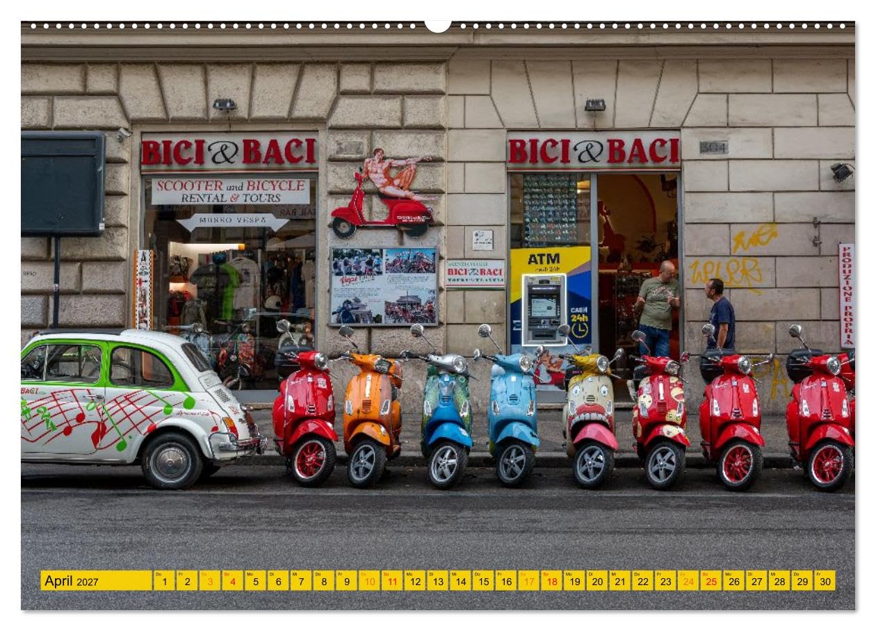 Kalender 2027 · Kleine Läden, große Motive | Besondere Geschäfte, Kioske und Schaufenster aus Rom, Paris, Porto, Brüssel… · DIN A2 quer · CALVENDO Premium Wandkalender