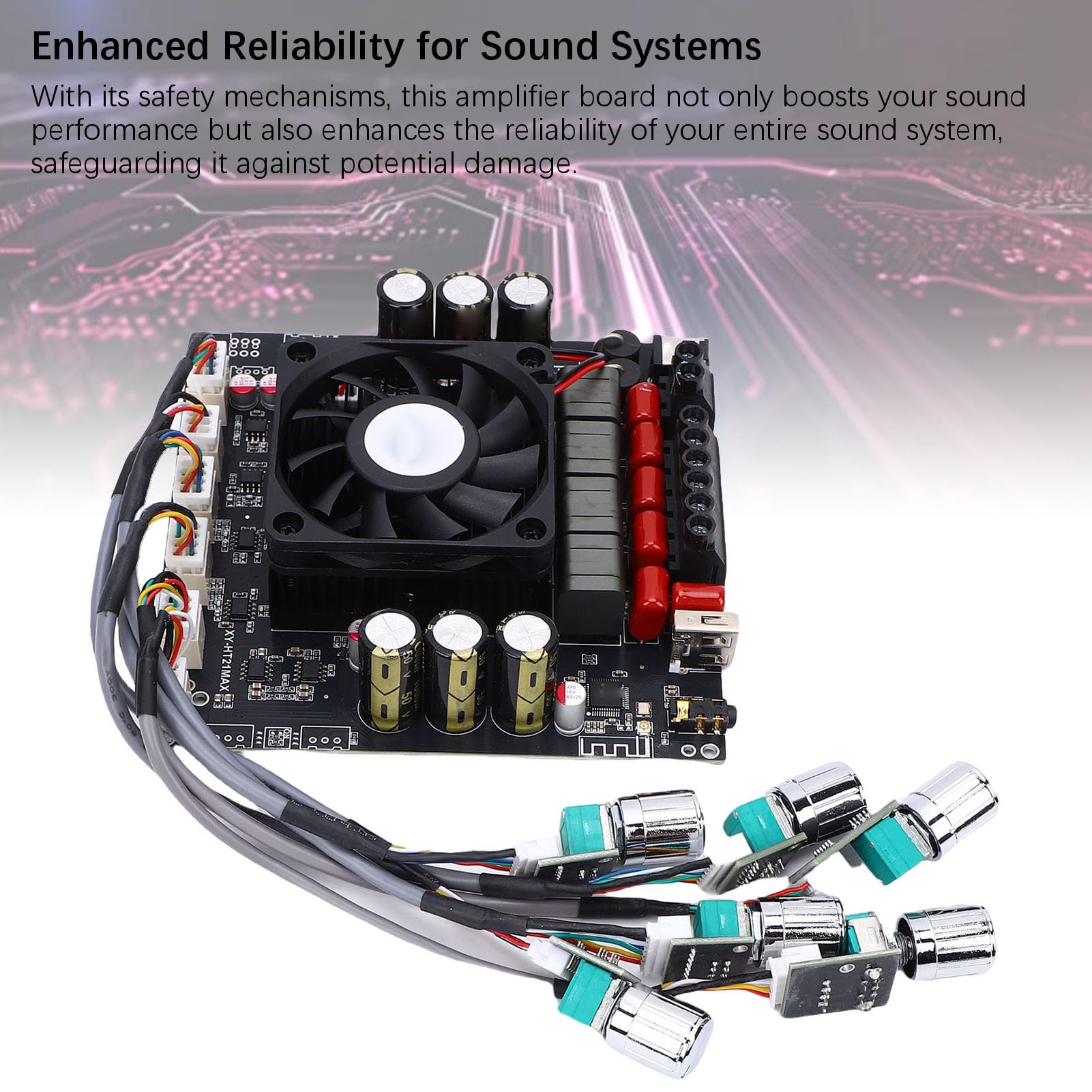 LiebeWH Scheda Amplificatore BT a 2.1 con Controllo Indipendente degli Alti e dei Bassi per Un'esperienza Sonora Migliorata