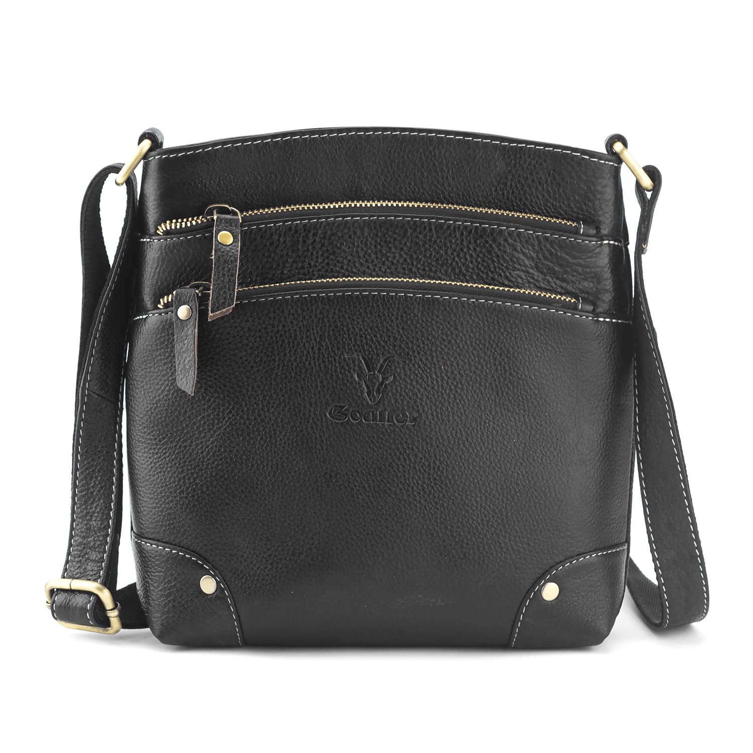 Goatter Genuine Leather 9.5" Inch Sling Cross-BodyBag for Girls And Women, (Jet Black) (B0BQRN9BF5) Amazon Price History, Amazon Price Tracker