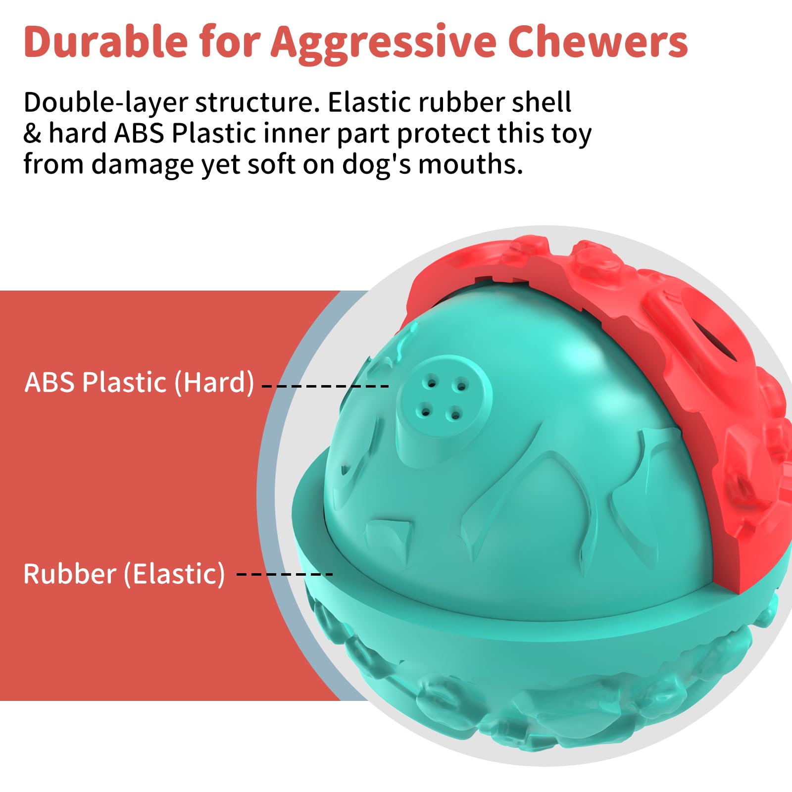 Pelota de perro para masticadores agresivos, bolas de juguete interactivas para perros, divertido sonido chirriante para mantenerlos ocupados, duraderos para razas pequeñas, medianas y