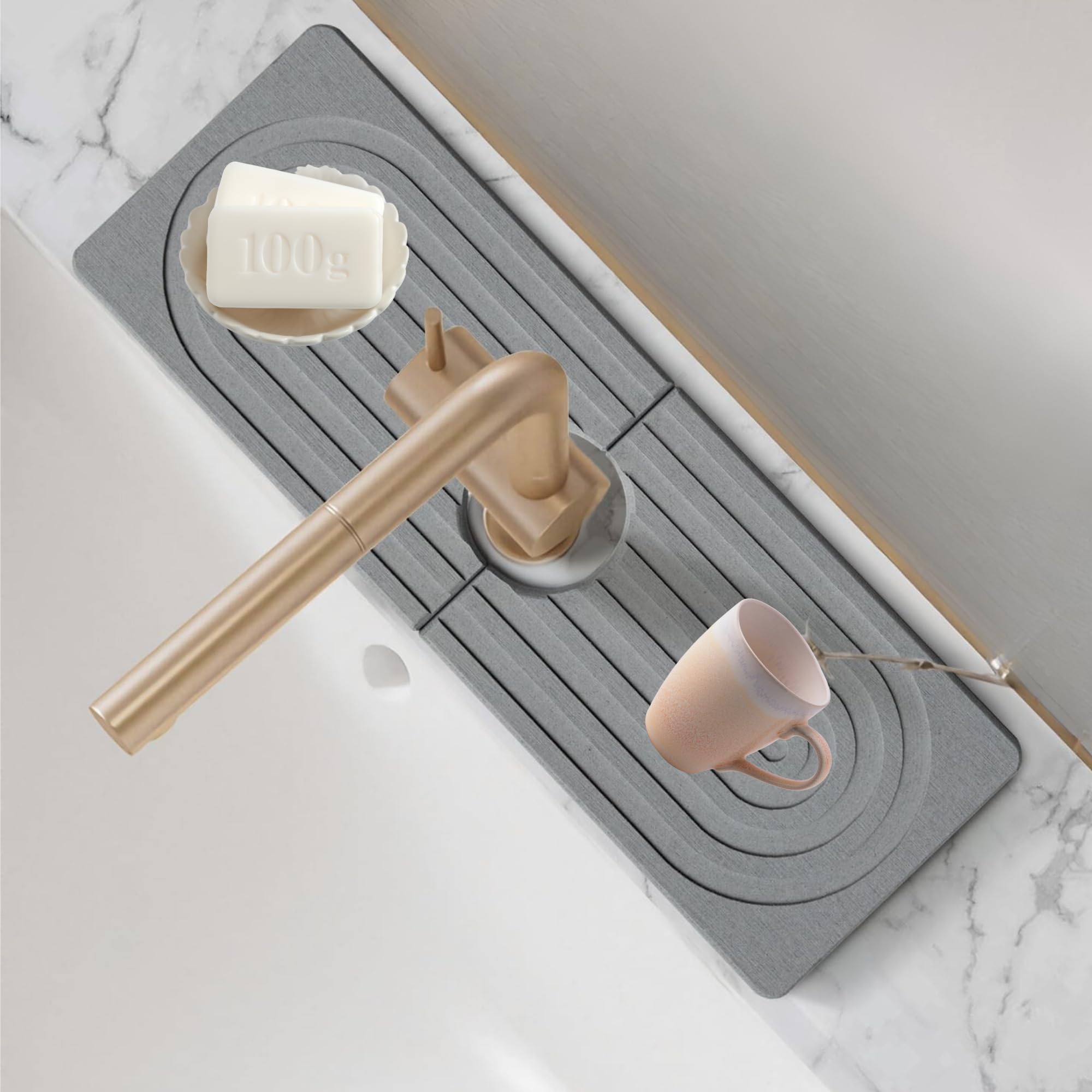 Tapis de robinet en pierre diatomite absorbant l'eau évier cuisine