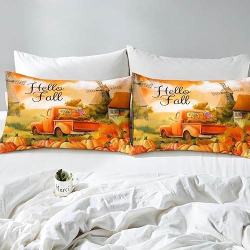 Miniatura 105 de Erosebridal Pumpkin Bedding Set King Size Thanksgiving Day Gifts Duvet Cover Autumn Harvest Comforter Cover Farm Maple Leaf Pumpkin Sunflower
