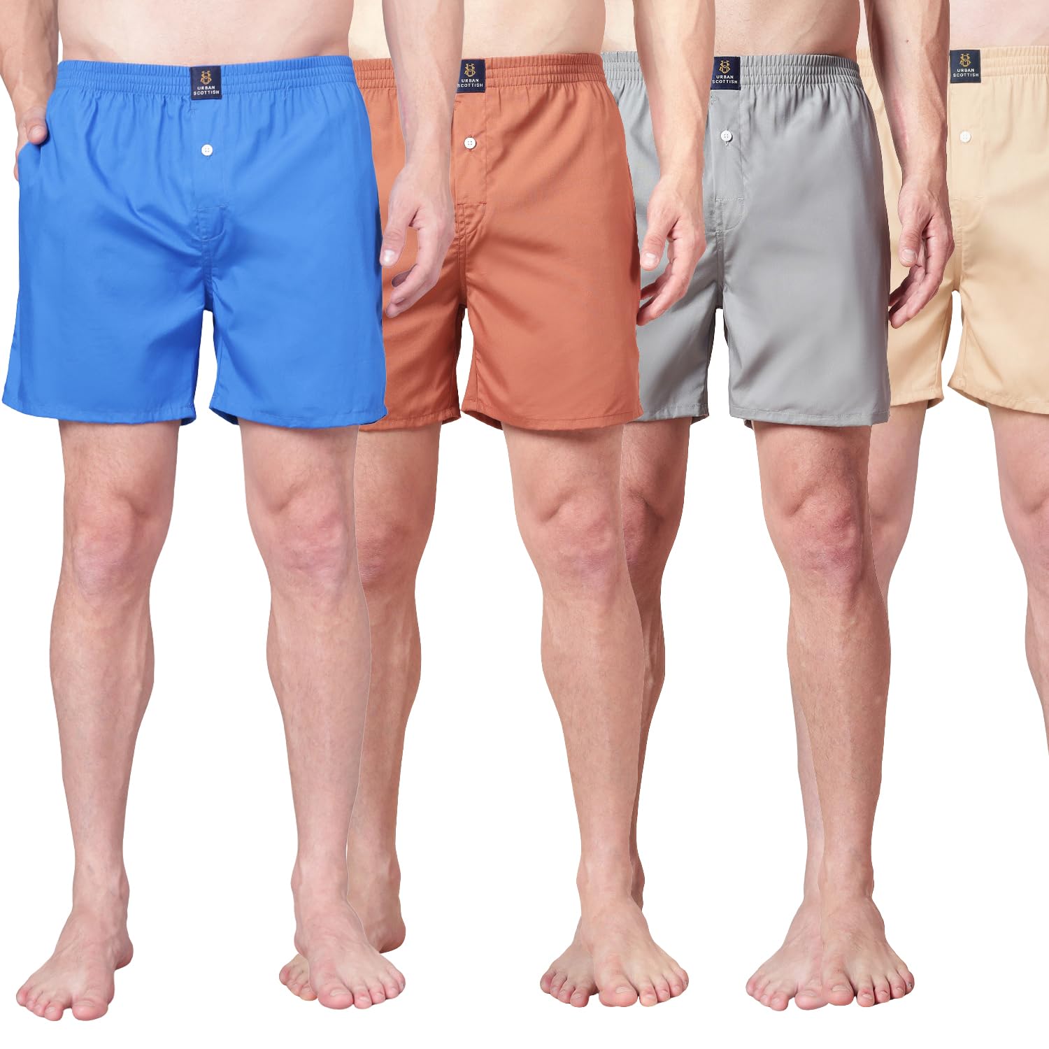urban scottish Men’s 100% Cotton Solid Boxers Shorts with Side Pockets (Pack of 4)-picture-18
