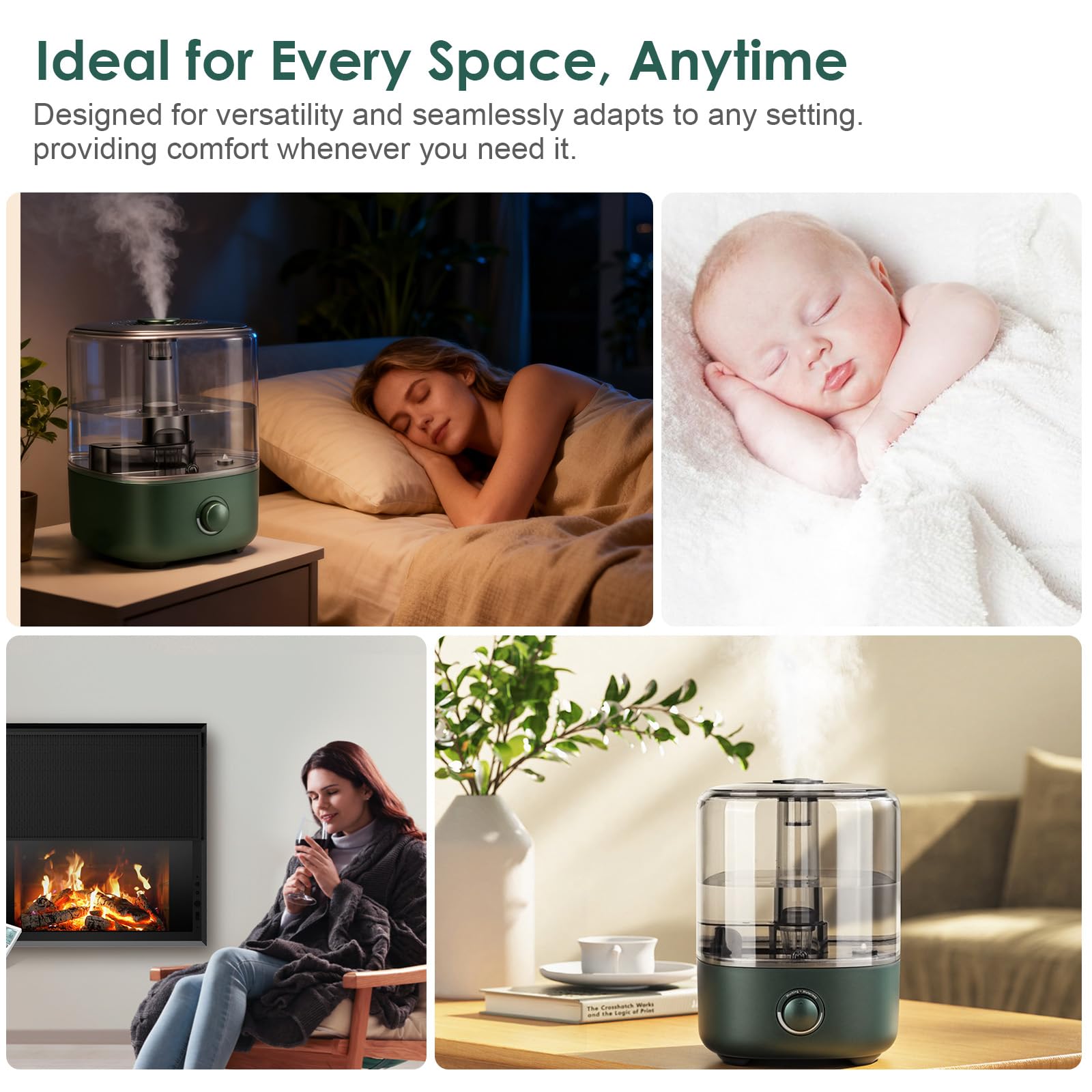 SCANTEE® 5L Luftbefeuchter für Schlafzimmer Top-Füllung Luftbefeuchter 28dB Ultraleise Ultraschall Luftbefeuchter Zuhause Ultraschall mit 360°Drehbarer Düse für Baby Pflanzen automatische Abschaltung