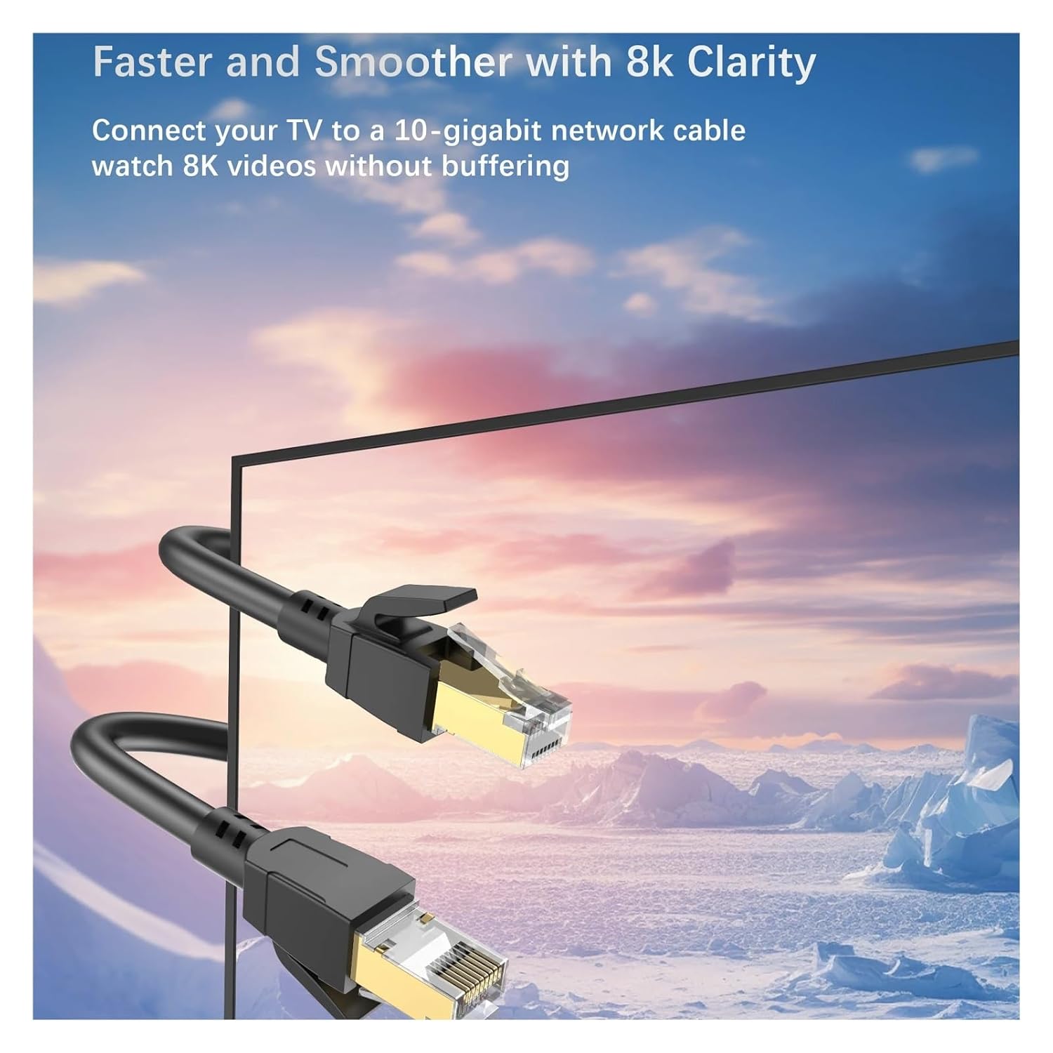 Cat8 Ethernet Cable 2000Mhz 40Gbps Network Patch 1m-10m SFTP RJ45 Internet LAN Cable for Modem Switch Router PS5 PS4(10m)