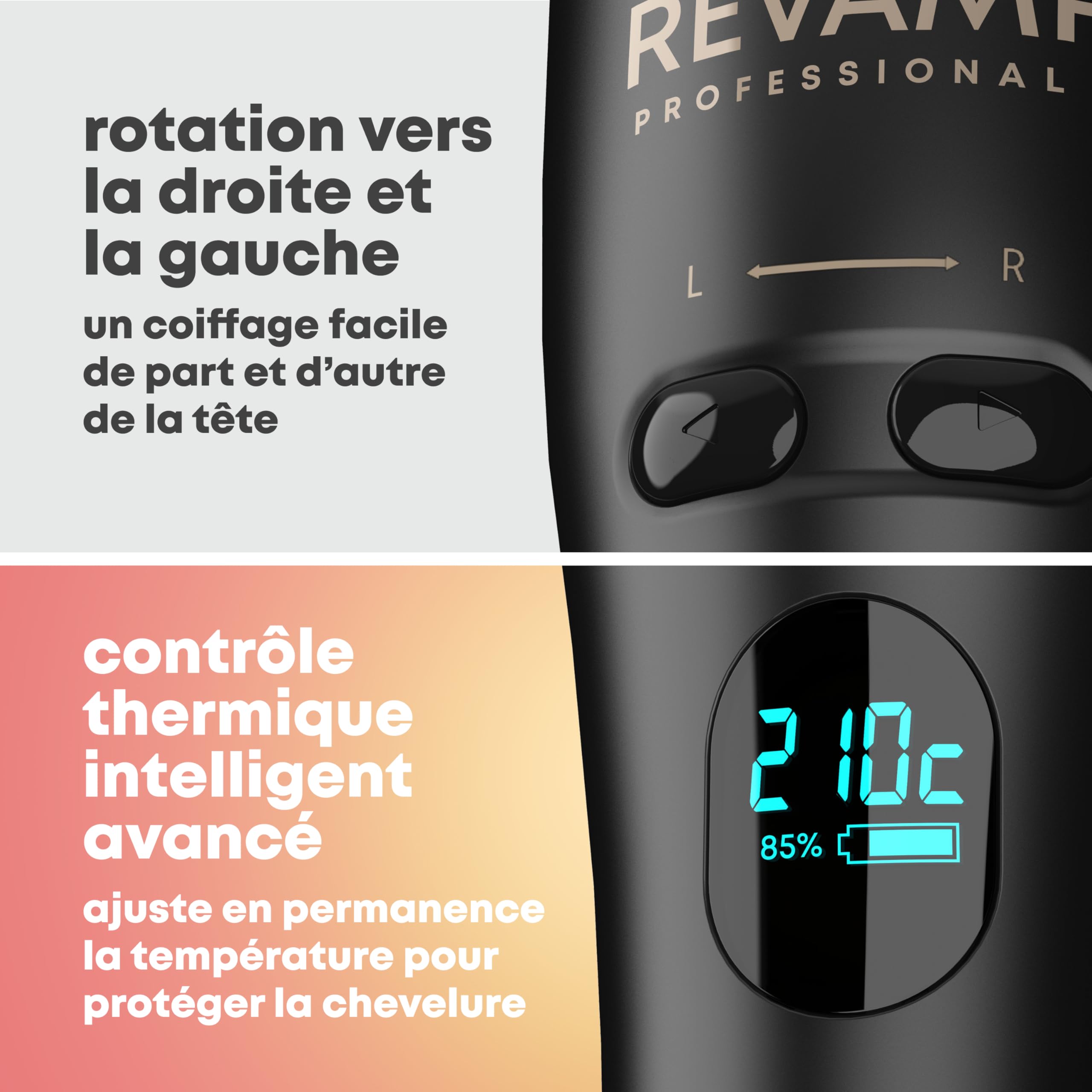 REVAMP iGEN Hollywood Curl Boucleur Sans Fil, Boucleur Automatique Rotatif – Barillet Céramique et Ionique pour Boucles Définies et Ondulations de Plage – Outil Rotatif, Fer à Ondes Stylées