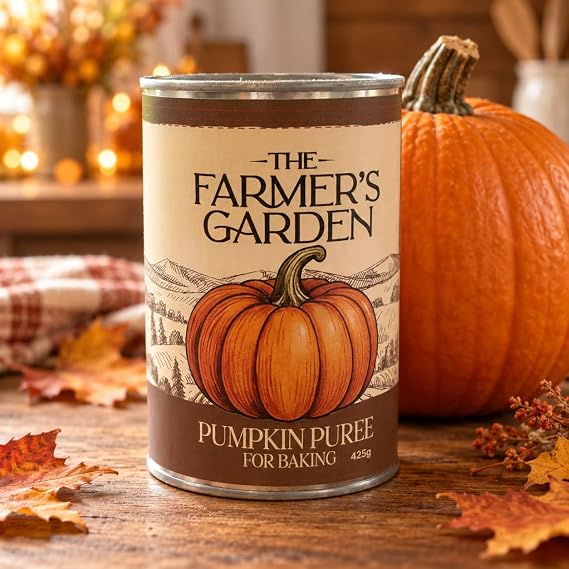 THE FARMER'S GARDEN Pumpkin Puree 12 x 425g – 100% Pure Pumpkin, Tinned Canned Pumpkin for Baking, Pumpkin Pie, Cooking & Desserts