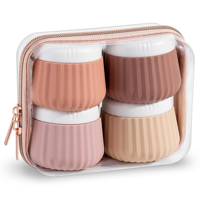 Mrsdry Frascos Recarregáveis de Silicone para Viagem com Estojo Transparente, Pacote com 4