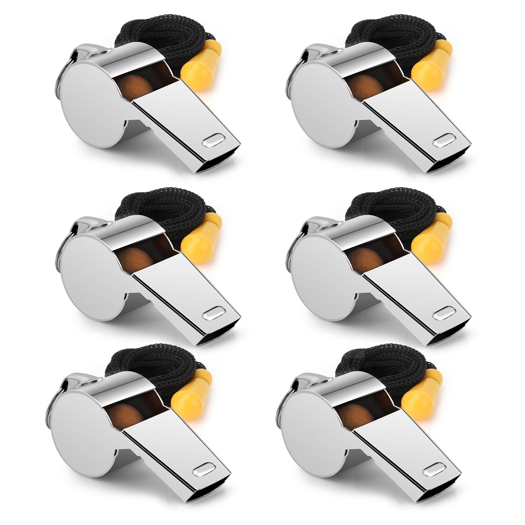 6 PCS Whistle, Whistle For Coaches, Whistle For Teachers, Stainless Steel Whistles Coach Whistle With Lanyard Referee Whistle Loud Crisp Sound Sports Whistle For Adults Coaches Referees Officials