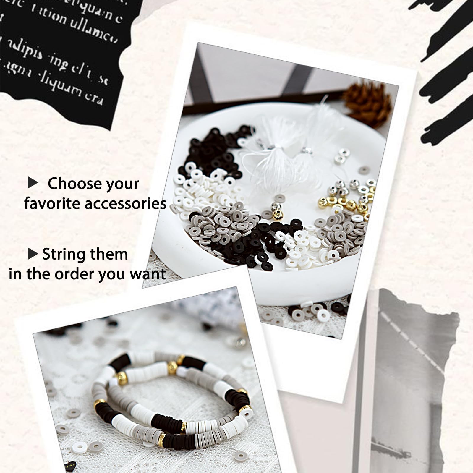 Megoogo Clay Beads Kit Thanksgiving Edition – 390 Perlen Pro Farbe, Buchstabenperlen, Goldaccessoires, Für DIY Armbänder
