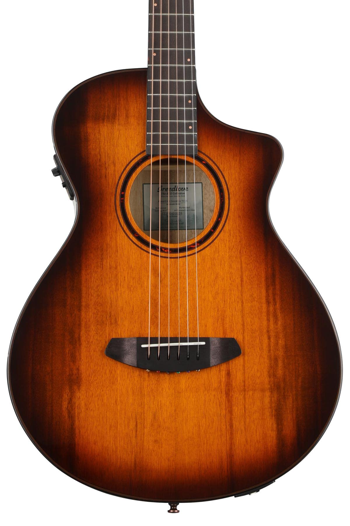 Breedlove Pursuit Exotic S Concertina Tigers Eye CE 6-String Right-Handed Acoustic Electric Guitar with Solid Myrtlewood Top and African Mahogany Neck