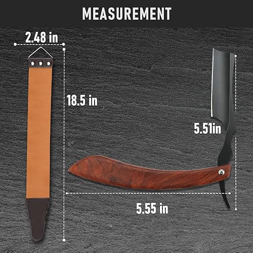 Miniatura 5 de Maquinilla de afeitar recta con estropa peluquero profesional de borde recto de acero inoxidable de primera calidad con trampa de afeitado para