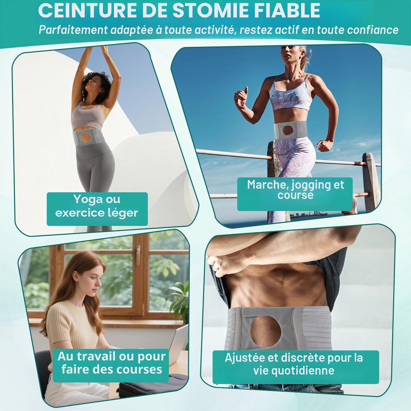 1 PCS Ceinture De Stomie Pour Homme & Femme, Ostomy Belt Gris Foncé de 13 cm de Large, Ceinture De Maintien Pour Le Soutien De Sac De Colostomie Prévenir Hernie Parastomal, M | Bandage de stomie réglable, universel, protection de ceinture de colostomie, a