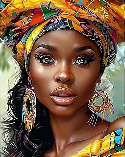 Paint by Numbers for Adults, Beautiful Black Woman, DIY Painting on Canv...