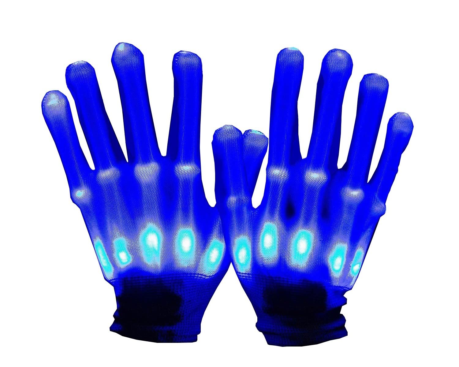 TangDao Halloween LED Glowing Gloves Horror Skull Hand Bone Claw Glittering Gloves (blue, aldult)