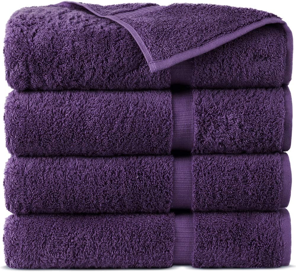 100% Turkish Cotton Towel Set (Plum, Bath Towels - Set of 4)