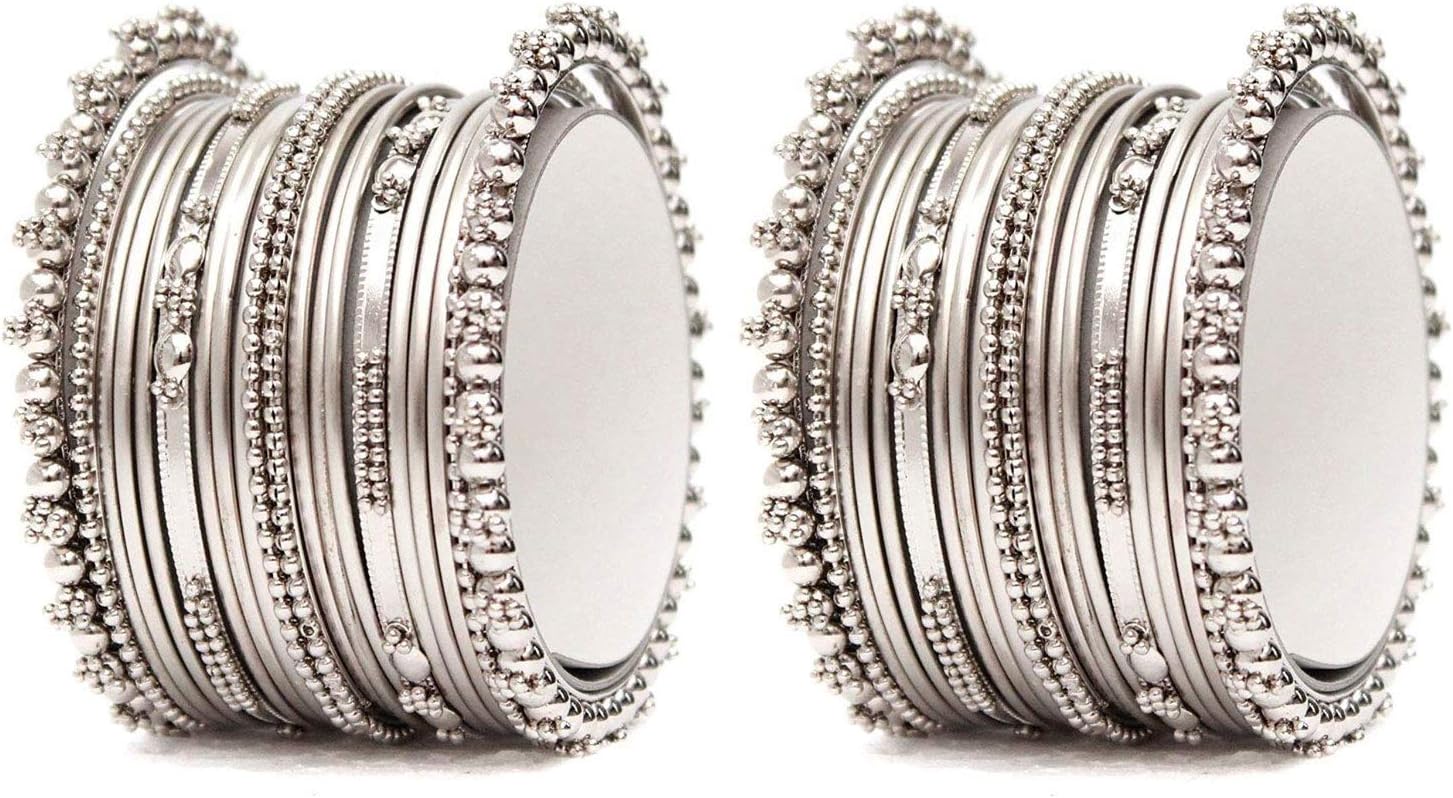 Shining Diva Fashion Set of 40 Bangles Set for Women | Oxidised Silver Plated Celebrity Inspired Jewellery | Latest Stylish Traditional Bangle for Girls and Women