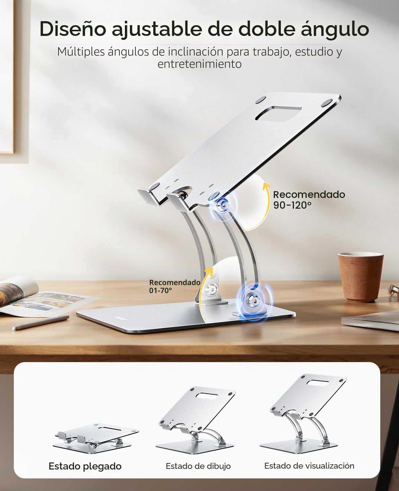 Nulaxy Soporte Portátil Ordenador, Ergonómico Laptop Stand, Soporte Ajustable para Portátil de Aluminio Compatible con MacBook, Air Pro y Otras Computadoras Portátiles de 10-17 Pulgadas
