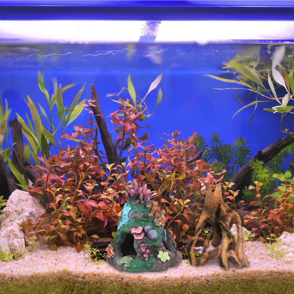Angoily 1 pièce imitation tronc d'arbre décoratif souche reptichip aquarium fosse jeans pour chiens fausses plantes reptiles aquarium cachette grotte aquarium décoration bûche bois résine