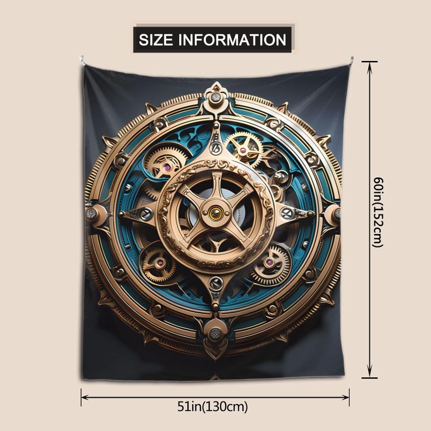 WZYCWB Cool Steampunk Gears Decorative Wall Hanging, Reusable Picnic Tablecloth Multipurpose Wall Hanging, 60 * 51 Inch Decorative Washable Tapestry image 4