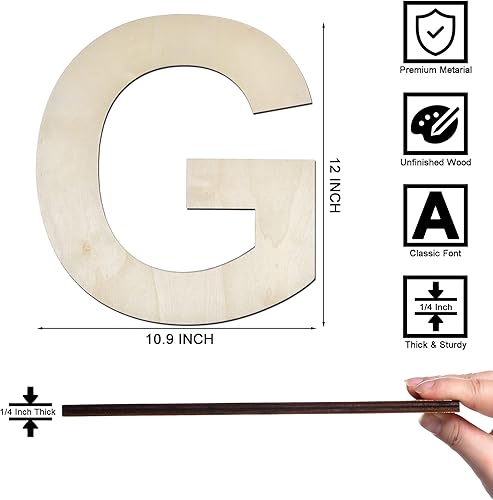 Vista 99 de Letra S de madera de 12 pulgadas, letra S de madera sin terminar de 1/4 de pulgada de grosor para decoración de pared del hogar, manualidades