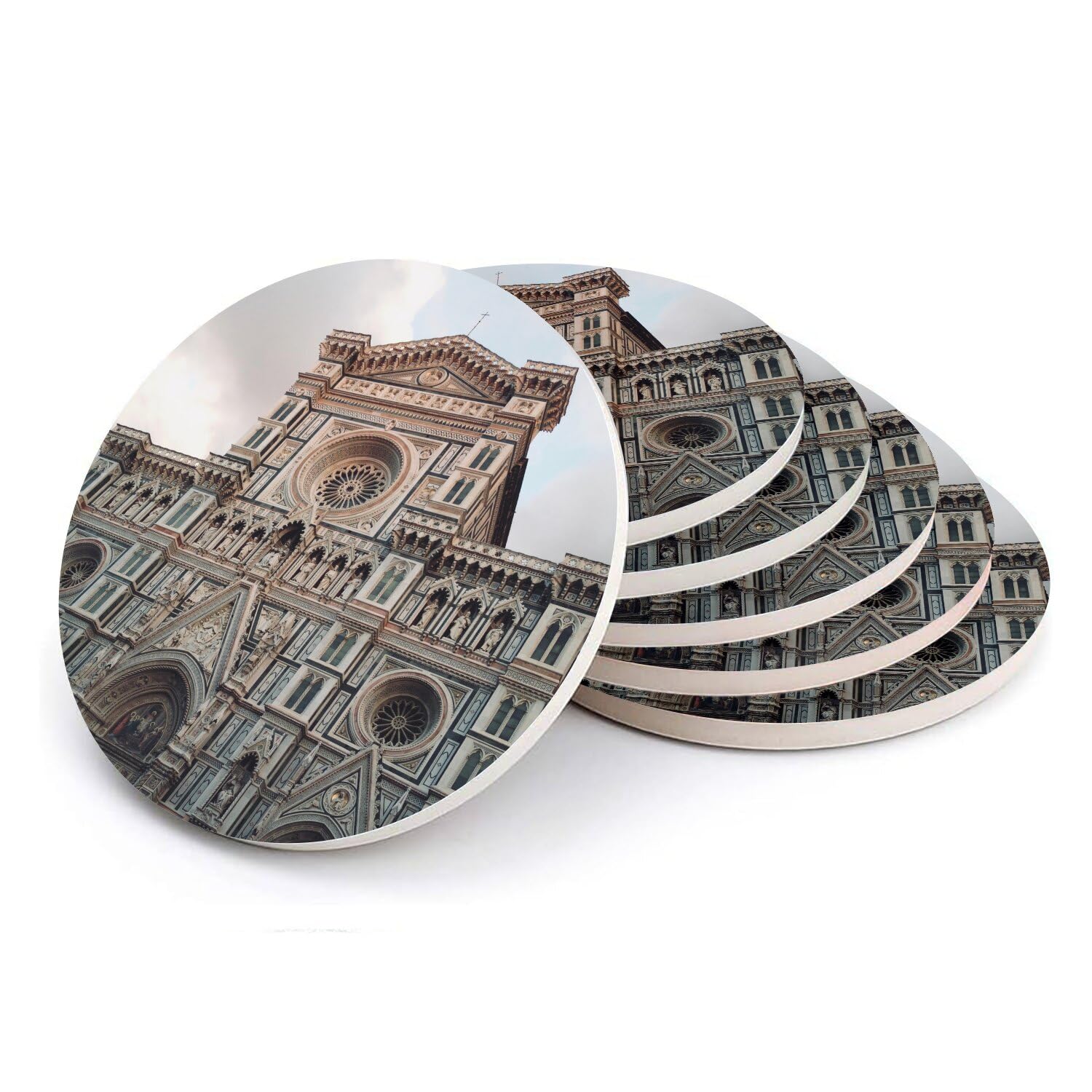 Sous-verre céramique de Florence Italie motif architecture prestige 108mm