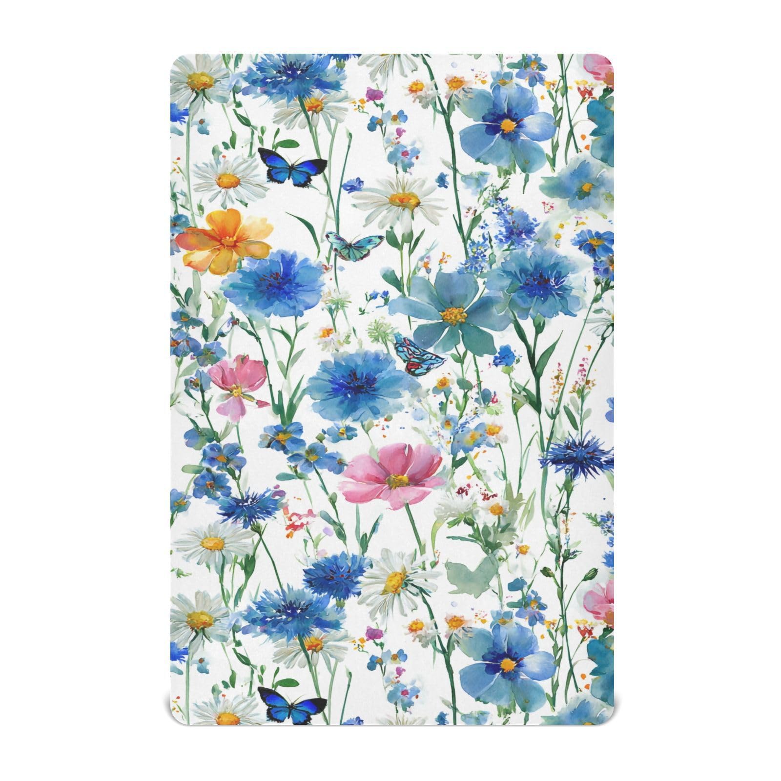 Crib Sheet Breathable Soft Crib Mattress Sheet for Baby Toddler Boys Girls Fitted Crib Sheet Fit Standard Crib Mattress 52 x 28 Inch Watercolor Cornflower Daisy